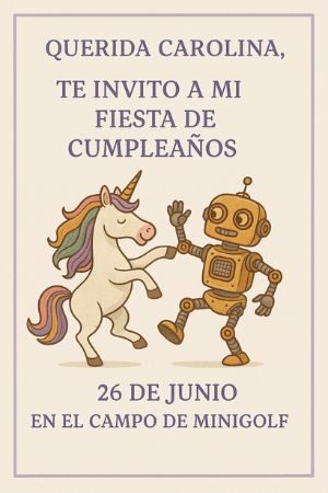 Invitación de cumpleaños creada con el generador de imágenes 4o usando el prompt: 